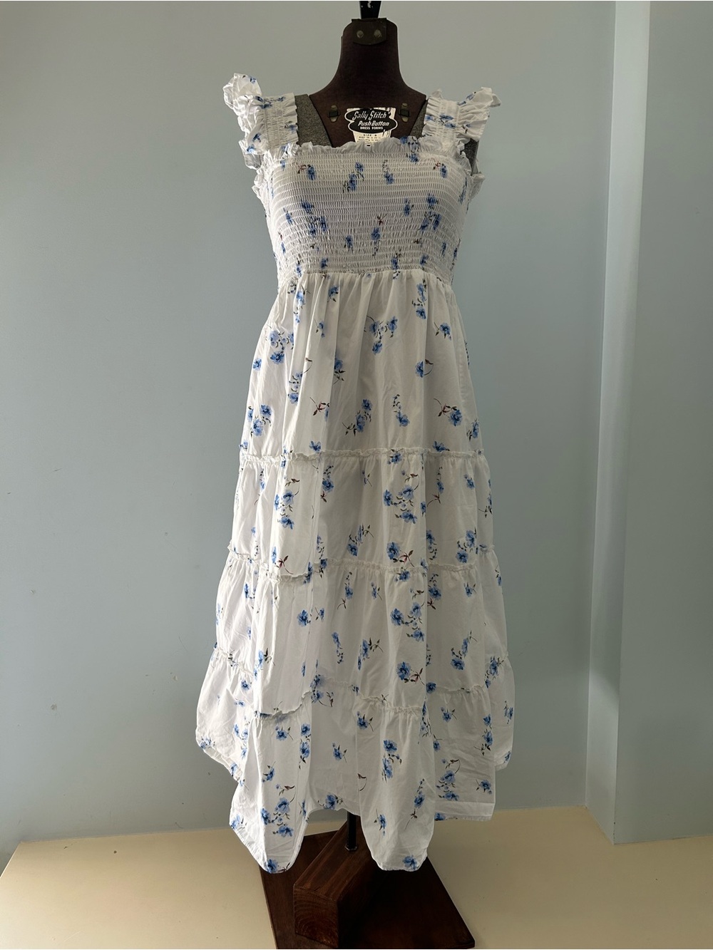 Quince Organic Cotton Poplin Smocked Midi Dress Romantic Stems